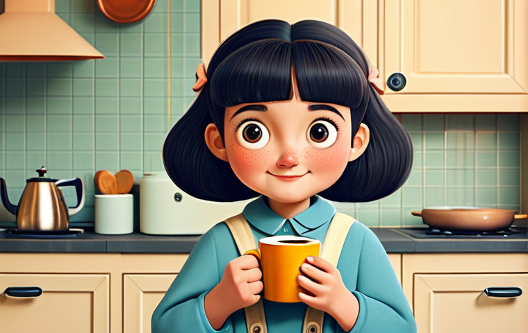 Mimi - Comfort and Nostalgia**

"A charming illustration of Mimi, a cute, round-faced character with expressive eyes, fully clothed in a simple, classic cartoon style, reminiscent of vintage animation. She is holding a steaming mug of coffee in a cozy, warmly lit kitchen. Background features soft, pastel colors and a comforting, nostalgic atmosphere. Safe for work, appropriate content, family-friendly, perfect anatomy, natural proportions, professional digital art, high quality."

**