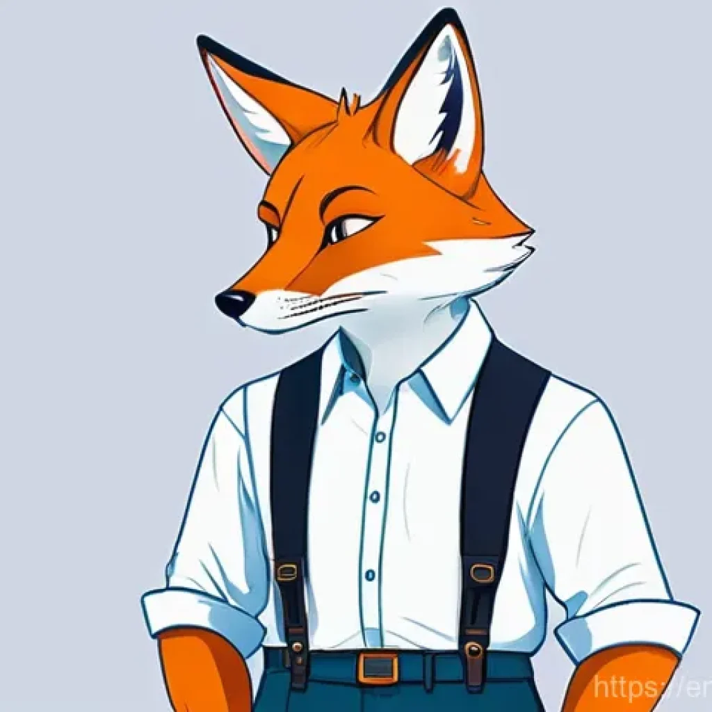 미미 캐릭터의 감정 표현 기술 - **Prompt:** "A digital illustration of a stylized, anthropomorphic fox character, wearing a neatly p...