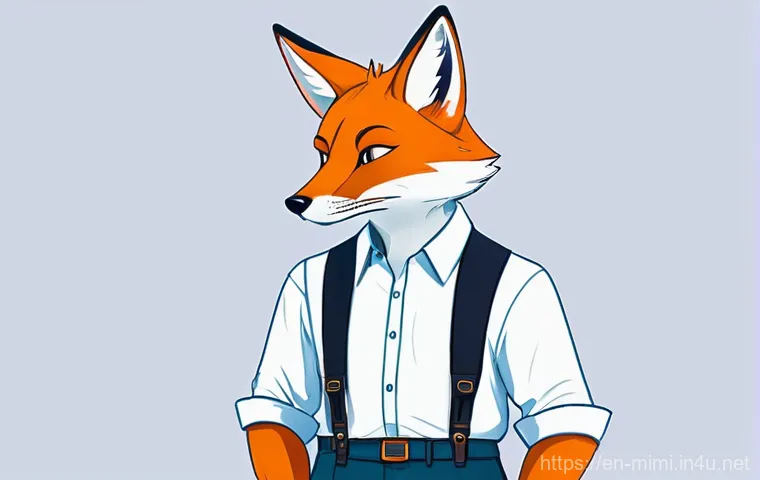 미미 캐릭터의 감정 표현 기술 - **Prompt:** "A digital illustration of a stylized, anthropomorphic fox character, wearing a neatly p...