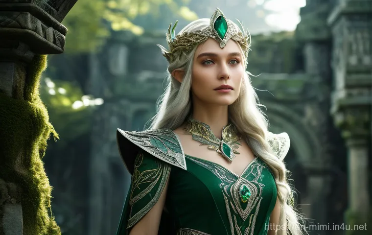 미미의 코스프레 인기 비결 - Prompt 1: The Elven Queen's Contemplation**