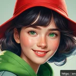 미미와 캐릭터 IP의 법적 보호 - A vibrant digital illustration of a unique female character named Mimi, depicted wearing a stylish r...